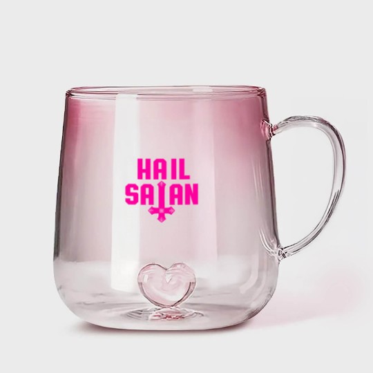 Discover Hail Satan | Hot Pink on Black | Satanic - Hail Satan - Gradient Glass Mugs