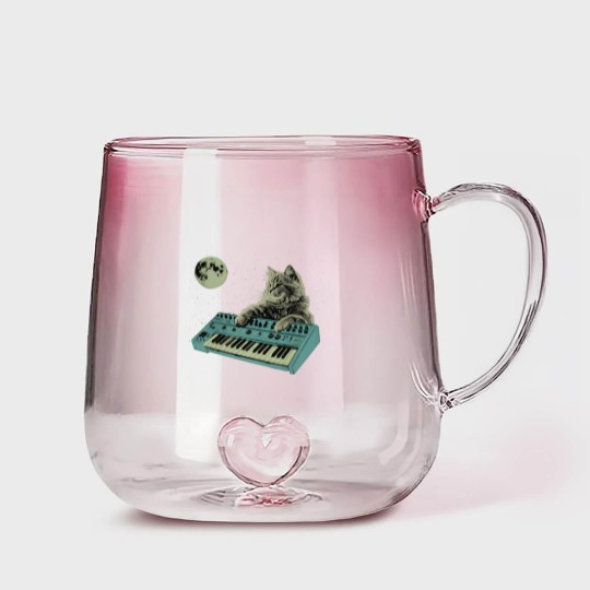 Discover Synthesizer Cat In Space Gradient Glass Mugs