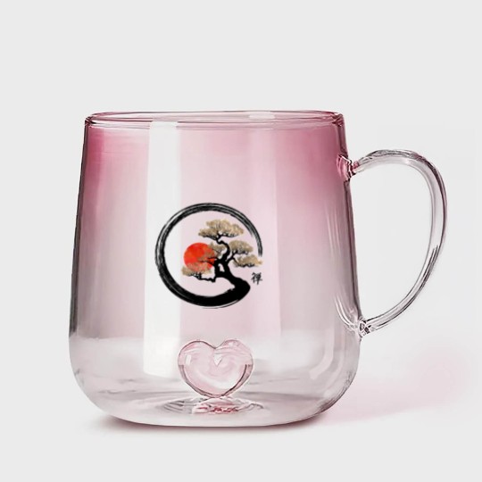 Discover Enso Zen Circle and Bonsai Tree Gradient Glass Mugs