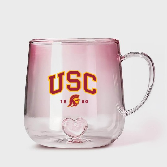 Discover usc curved block logo with cardinal gold trojan 1880 sweat Gradient Glass Mugs