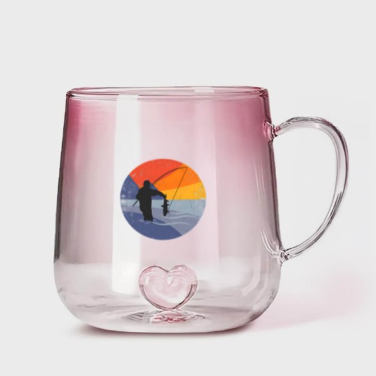 Discover Fishing fishing rod FISHING FISHERMAN lake fishing Gradient Glass Mugs
