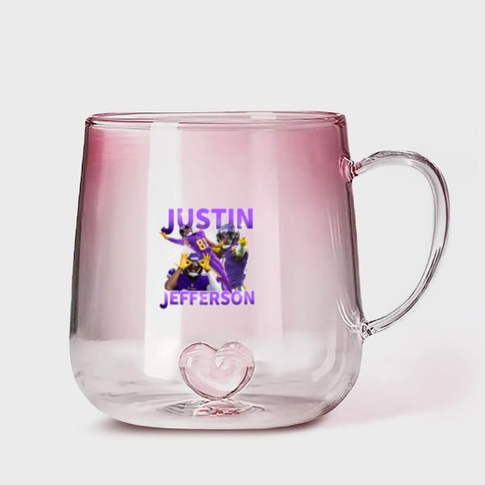 Discover Justin Jefferson Gradient Glass Mugs, Justin Jefferson Gradient Glass Mugs, Justin Jefferson Merch,Justin Jefferson Gradient Glass Mugs