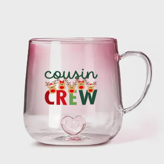 Discover Cousin deer crew Gradient Glass Mugs, Cousin Crew Christmas Gradient Glass Mugs