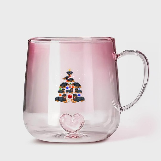 Discover Funny Christmas Rottweiler Dog Gradient Glass Mugs , Rottweiler Dog