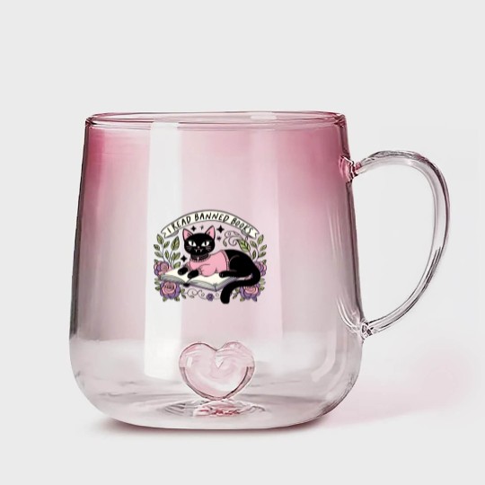Discover I Read Banned Books Gradient Glass Mugs, Bookish Cat Gradient Glass Mugs