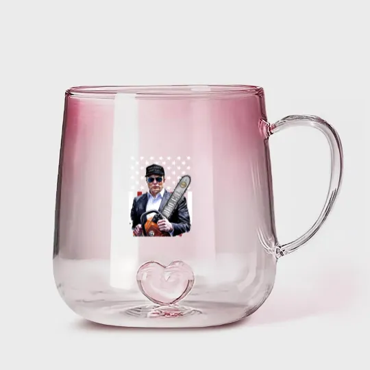 Discover Elon Musk Chainsaw Gradient Glass Mugs, Chainsaw For Bureaucracy