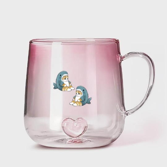Discover mofu sand 004-2cute cat kitty meeeeow SHARK Gradient Glass Mugs