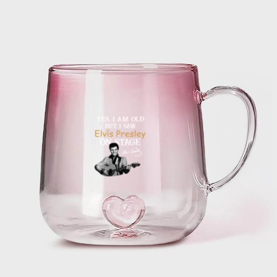 Discover Elvis Presley Gradient Glass Mugs, Yes I Am Old But I Saw Elvis Presley On Stage Gradient Glass Mugs, King Of Music Gradient Glass Mugs