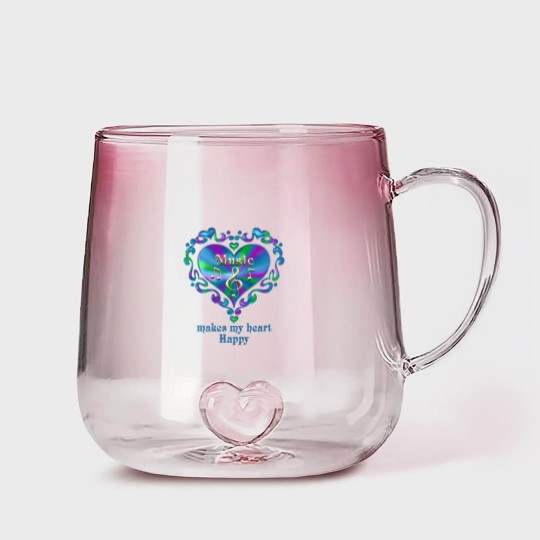 Discover Music Makes My Heart Happy Gradient Glass Mugs