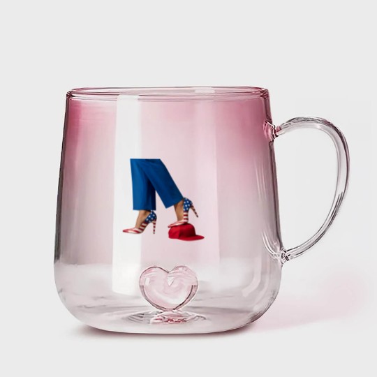 Discover Kamala Harris Gradient Glass Mugs, Kamala Harris With High Heels Stepping On Red Hat