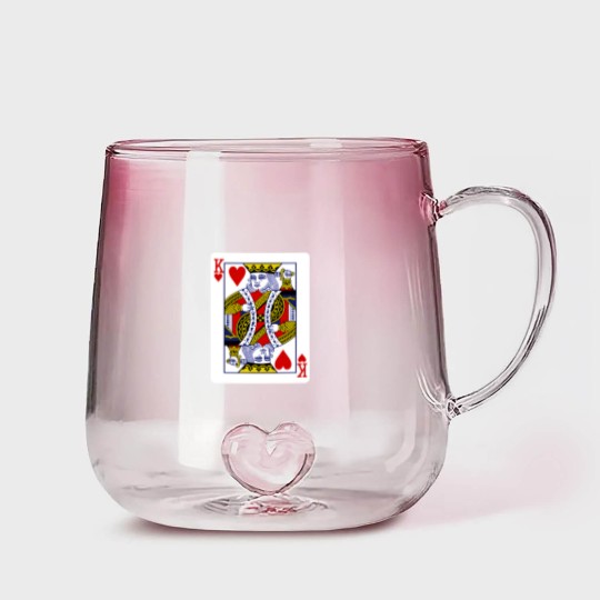 Discover King of Hearts Playing Card Gradient Glass Mugs