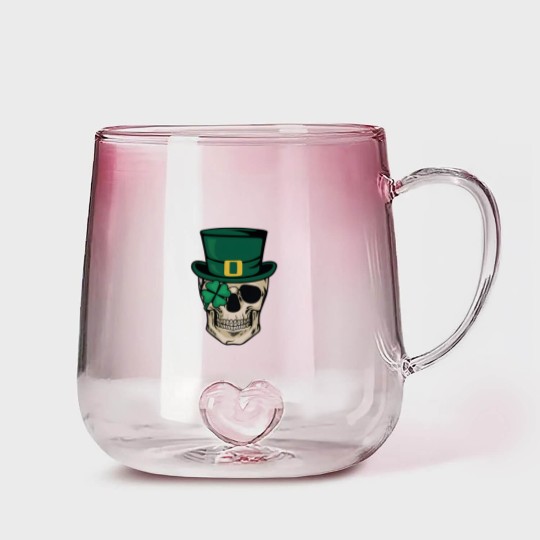 Discover Skull St Patrick's Day Gradient Glass Mugs, Horror St Patrick's Day Gradient Glass Mugs, Lucky Irish Gradient Glass Mugs, Shamrock Gradient Glass Mugs