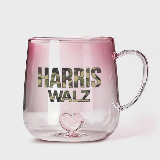Discover Kamala Harris Walz Election 2024 Gradient Glass Mugs, Camouflage, Hunters white