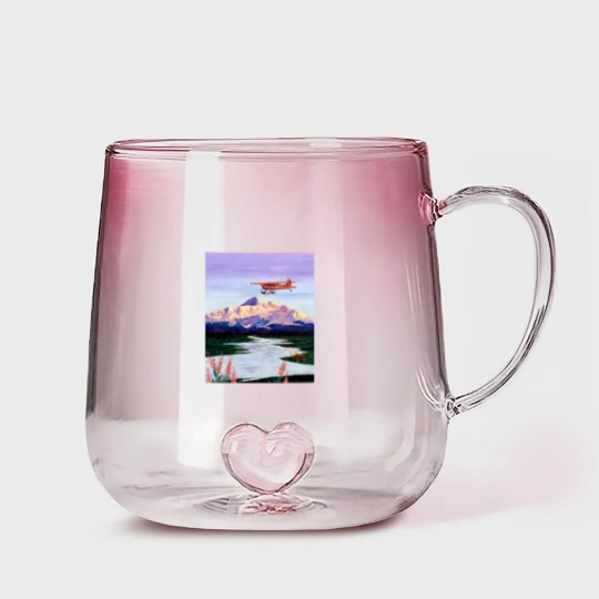 Discover Denali Mountain Painting, K2 Aviation, Living Room Painting, Alaska Mountain, Gift for Pilot, Scott Gradient Glass Mugs