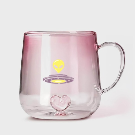 Discover Alien UFO motif alien head saucer design Gradient Glass Mugs