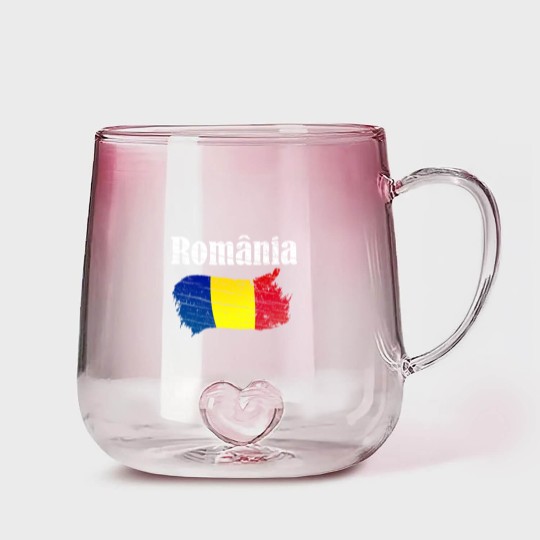 Discover Romania Romanian Flag Vintage Graphic Romania Love Gradient Glass Mugs