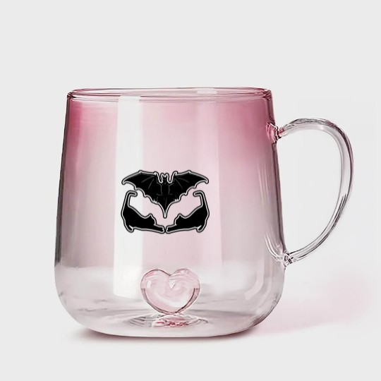 Discover Funny, Cute and Beautiful Bat with Cat Cartoon Gradient Glass Mugs