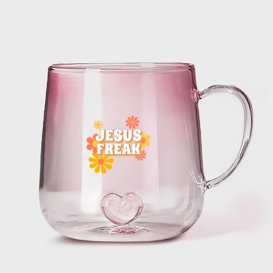Discover Retro Jesus freak hippie flowers-vintage Jesus Gradient Glass Mugs