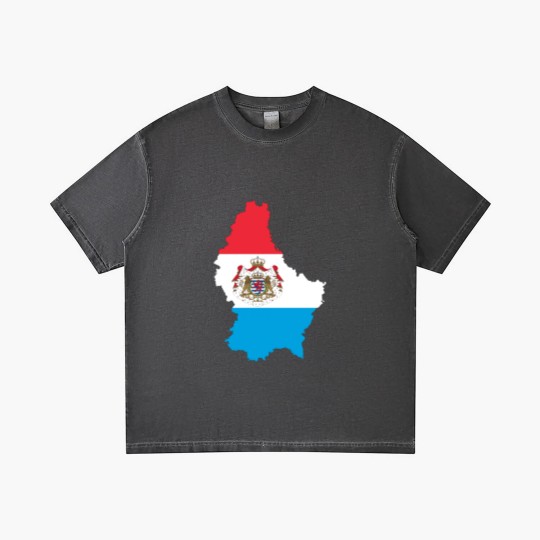 Discover Luxembourg Map Flag With Stroke And Coat Of Arms Gradient T Shirts