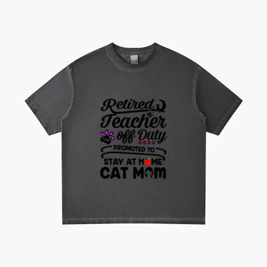 Discover Retired Teacher Off Duty Promoted To Stay At Home Cat Mom Gradient T Shirts
