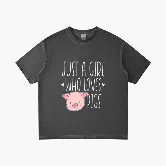 Discover Cute Just Girl Who Loves Pigs Funny Farm Animal Gradient T Shirts