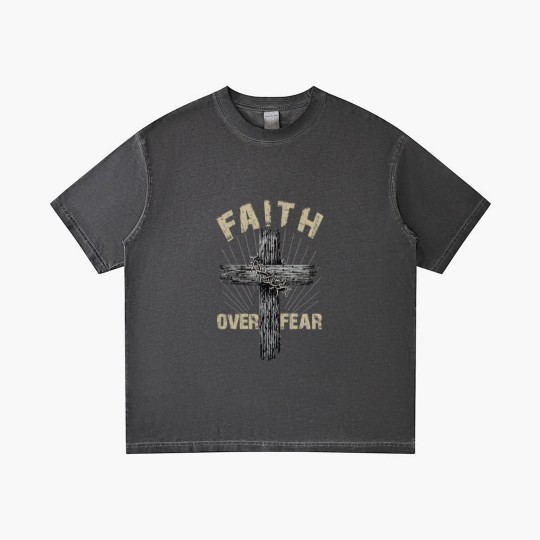 Discover Jesus Christ Cross Faith Over Fear Quote Saying Christian Gradient T Shirts