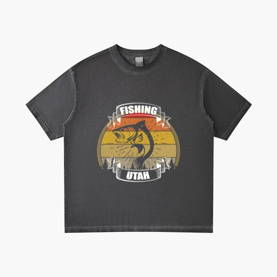 Discover Vintage Sunset Trees Fishing Utah Gradient T Shirts
