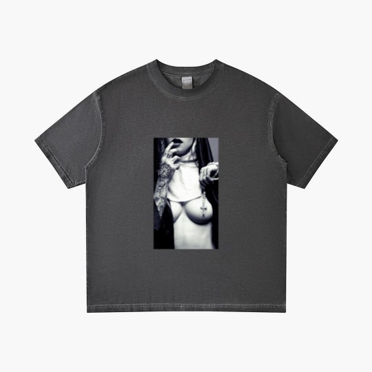 Discover Sexy Nun Gradient T Shirts Cross Tattoo Funny Novelty
