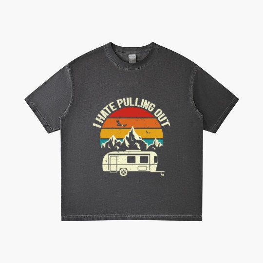 Discover Retro Vintage Mountains I Hate Pulling Out Funny Camping Gradient T Shirts
