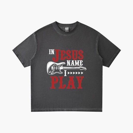 Discover In Jesus Name I Play Guitar Christian Guitar Player Gradient T Shirts
