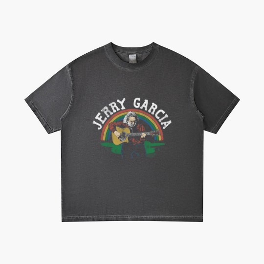 Discover Jerry Garcia Band Jerry & Guitar Vintage Style Adult Short Sleeve Gradient T Shirts Graphic Tees