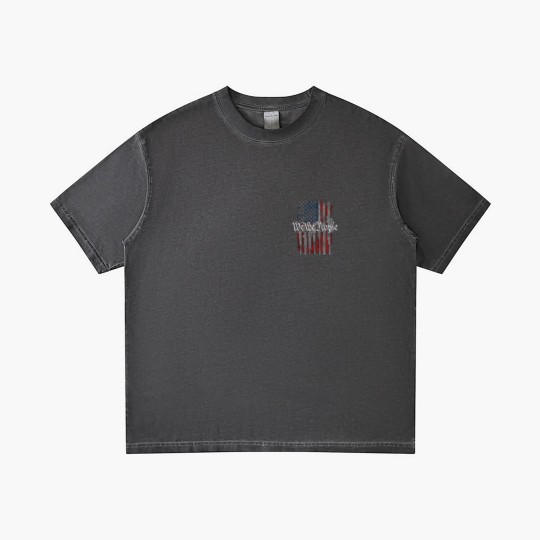 Discover Defending Freedom Collection We The People American Flag Short Sleeve Gradient T Shirts-Black-XL
