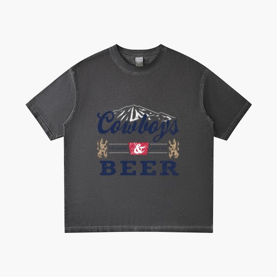 Discover Cowboys And Beer Gradient T Shirts, Vintage Vibe Western Gradient T Shirts