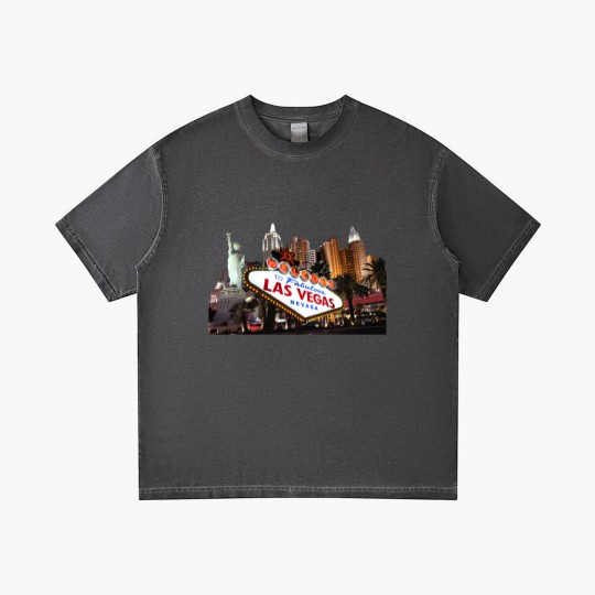 Discover Las Vegas Famous Sign Strip Building Skyline Souvenir Gift Gradient T Shirts