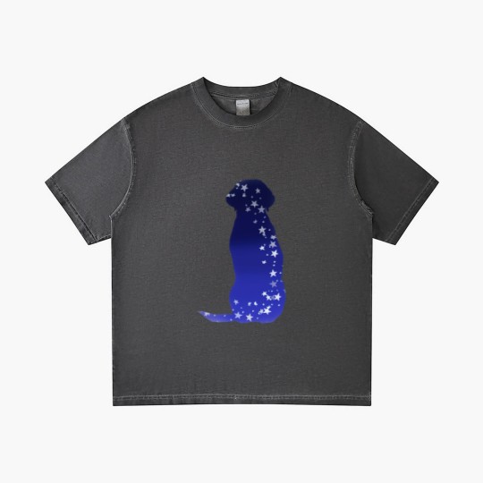 Discover Cosmic dog silhouette in blue with stars Gradient T Shirts