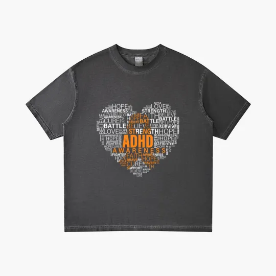 Discover ADHD awareness words cloud heart support proud ADHD warrior Gradient T Shirts