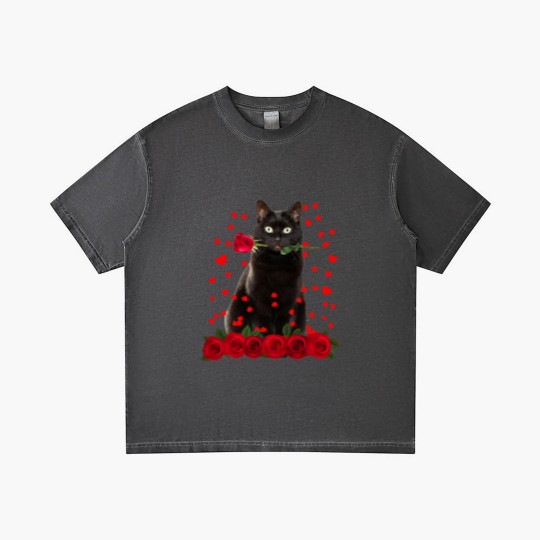 Discover Black Cat Valentines Day Teenager Gradient T Shirts