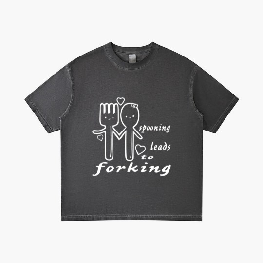 Discover Spooning Leads To Forking ©WhiteTigerLLC.com Gradient T Shirts