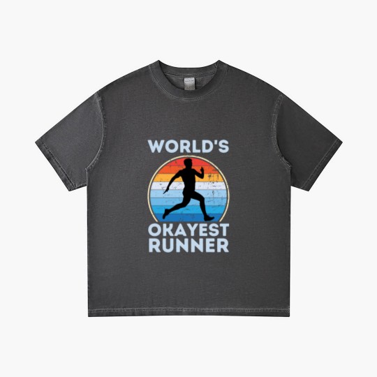 Discover World's Okayest Runner Funny Running Man Sayings Gradient T Shirts
