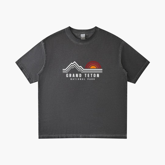 Discover Grand Teton National Park Vintage Mountain Sunset Retro Gift Gradient T Shirts
