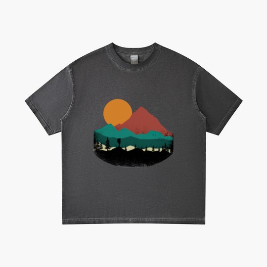 Discover Retro Evergreen Mountain Hiker Gradient T Shirts