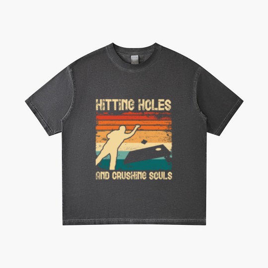 Discover Hitting Holes and Crushing Souls Cornhole Hole Gradient T Shirts