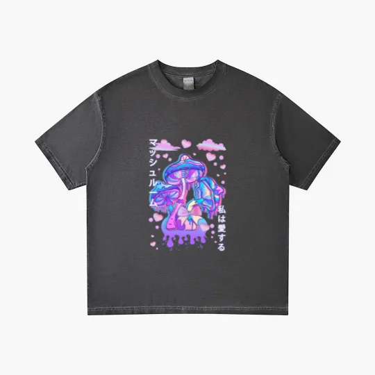 Discover Pastel Goth Mushroom Japan Kanji Gradient T Shirts