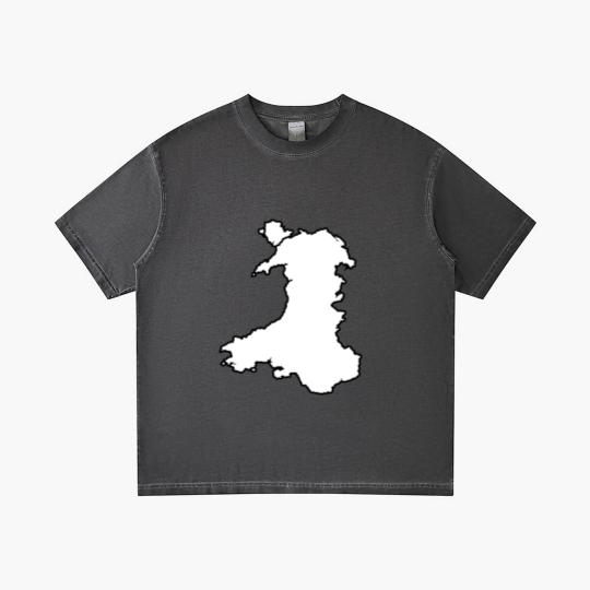 Discover Wales Black Outine Map Gradient T Shirts