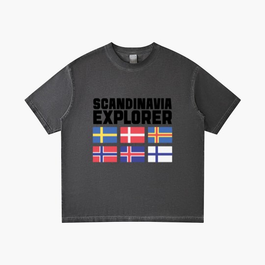 Discover Scandinavia Explorer Flags Iceland Sweden Norway Gradient T Shirts