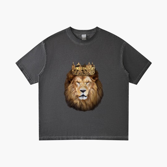 Discover Lion Head Golden Crown Art Canvas King Gradient T Shirts