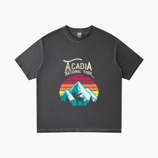 Discover Vintage Acadia National Park Maine Mountains Moose Gradient T Shirts