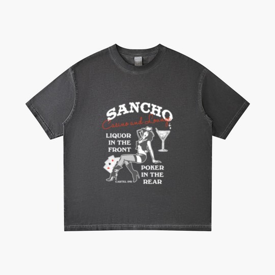 Discover Sancho casino and lounge Liquor in the front Gradient T Shirts