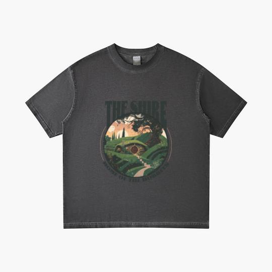 Discover The Shire LOTR Gradient T Shirts | Distressed Fantasy Merch Tolkien Aragorn