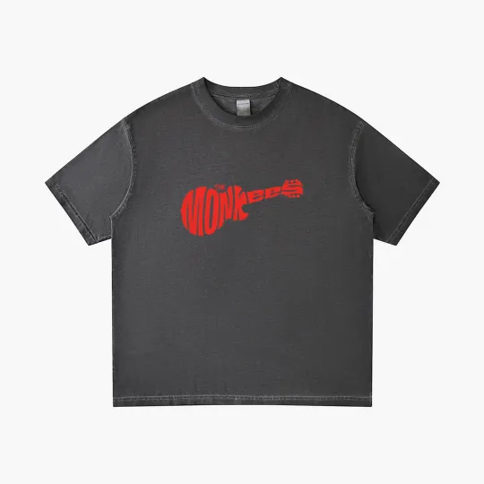 Discover The Monkees Classic Red Guitar Logo White Gradient T Shirts